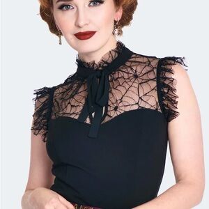 NWT Voodoo Vixen Spiderweb Tie-Neck Top